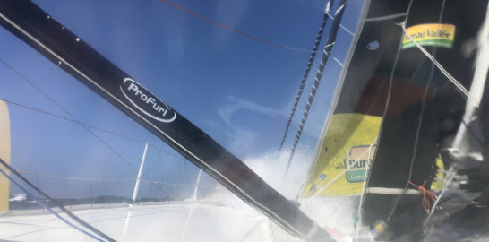 Louis Burton’s IMOCA Bureau Vallée in a mess but still in the race