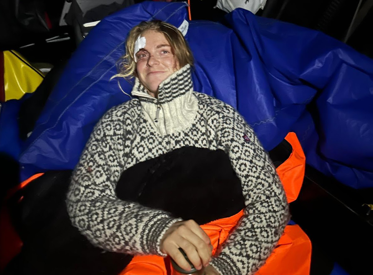Team Malizia's Rosalin Kuiper suffers a head injury near Cape Horn 